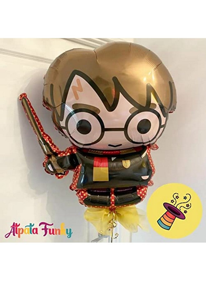 Atpata Funky Harry Potter Foil Balloon with magic wand for Hogwarts theme Magic Wizard Party (Black Gold Theme) - Image 2