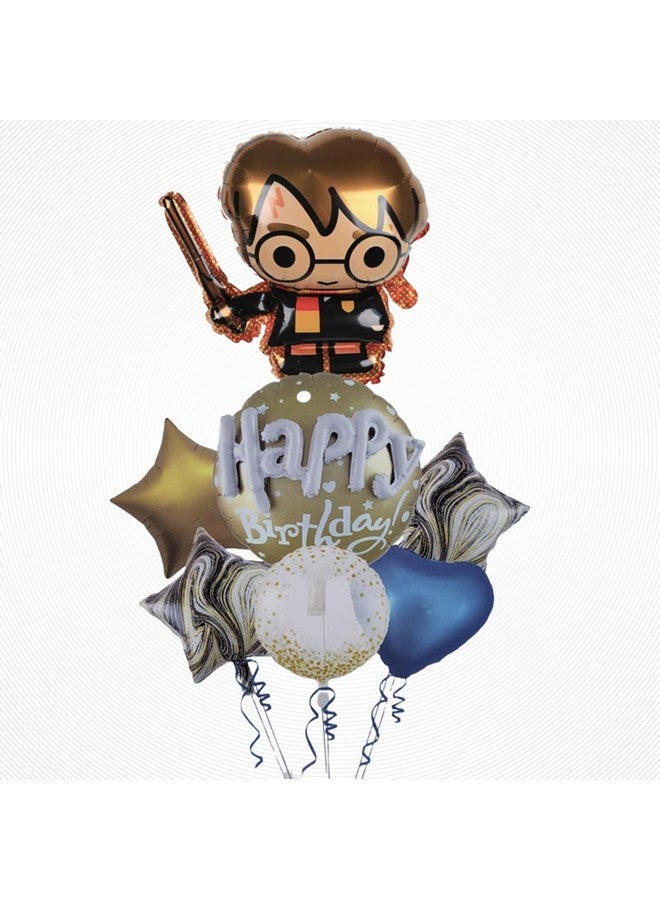 Atpata Funky Harry Potter Foil Balloon with magic wand for Hogwarts theme Magic Wizard Party (Black Gold Theme) - Image 1