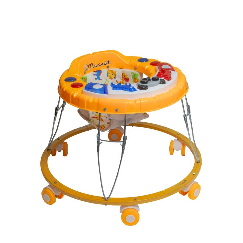 Maanit عربة أطفال قابلة للطي، عربة أطفال مع موسيقى وضوء، عربة للأطفال من 6-12 شهر (أصفر) - Image 1