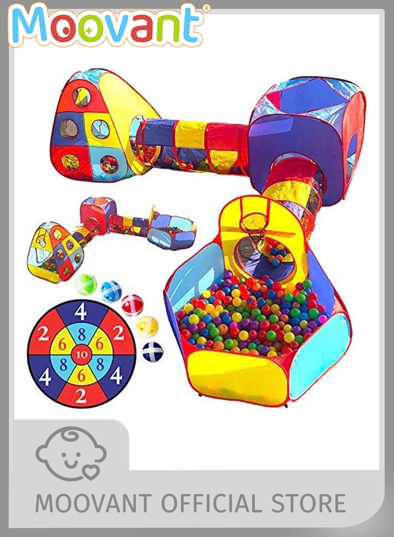 موفانت خيمة لعب للأطفال مكونة من 5 قطع، خيمة لعب محمولة قابلة للطي للأطفال، لعبة نفق زحف داخلية/خارجية مع حفرة كرات المحيط، وطوق كرة سلة وهدف رمي - Image 1
