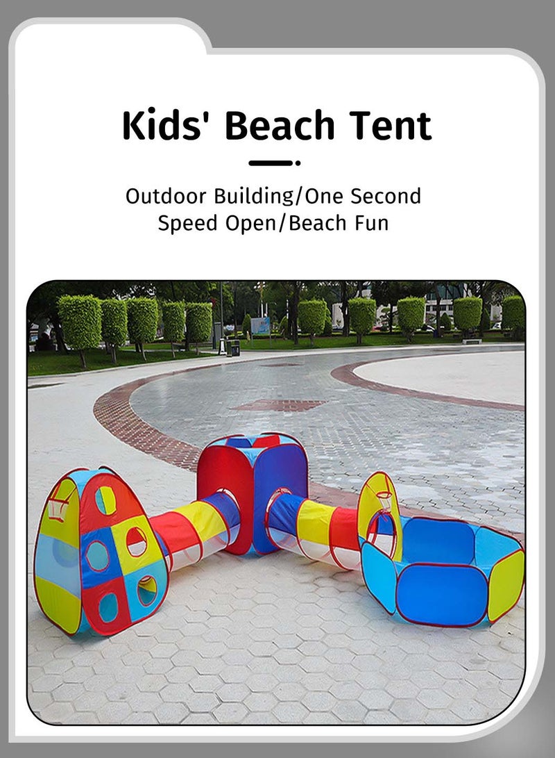 موفانت خيمة لعب للأطفال مكونة من 5 قطع، خيمة لعب محمولة قابلة للطي للأطفال، لعبة نفق زحف داخلية/خارجية مع حفرة كرات المحيط، وطوق كرة سلة وهدف رمي - Image 4