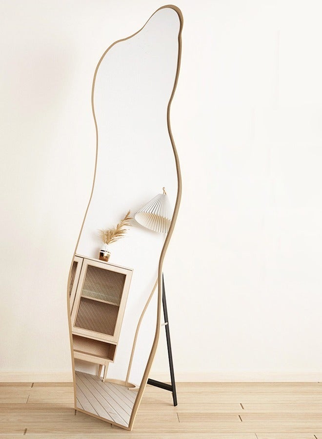 C&C Home Irregular Clouds Shaped Asymmetrical Mirror Unique Shape Mirror Large Irregular Decorative Floor Full length Body Mirror Beige 150x40cm - Image 4