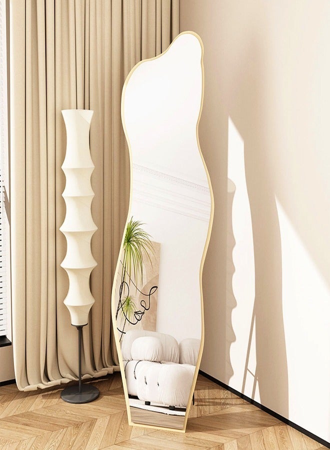 C&C Home Irregular Clouds Shaped Asymmetrical Mirror Unique Shape Mirror Large Irregular Decorative Floor Full length Body Mirror Beige 150x40cm - Image 5