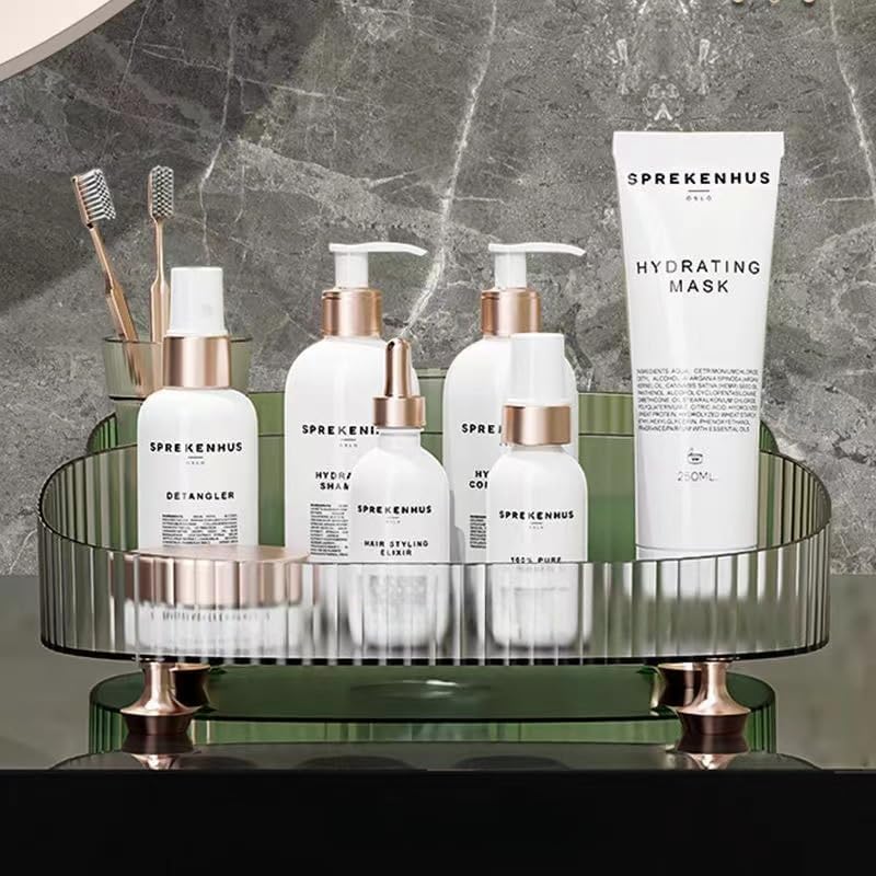 DEAMACE Makeup Perfume Organizer, Vanity Tray, Cosmetic Skincare Tray, Countertop Organizer for Bathroom, Clear - Image 5