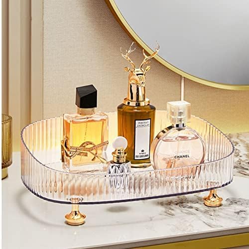 DEAMACE Makeup Perfume Organizer, Vanity Tray, Cosmetic Skincare Tray, Countertop Organizer for Bathroom, Clear - Image 4