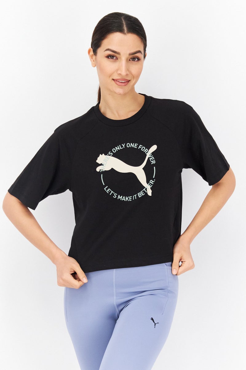 PUMA Women Sportswear Fit Short Sleeves Training T-Shirt, Black - Image 1