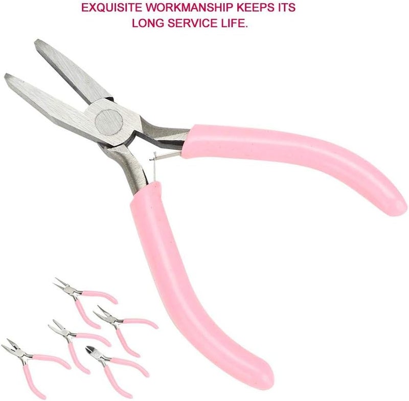 woobles 5Pcs Mini Pink 4In Versatile Use Metal Pliers Set Kit Cutter Handwork Jewelry Crafts Tool Floral Wire Jewelry Making Kit Gift Jewelry Homemade Tools Jewelry Crafts Handwork DIY - Image 5