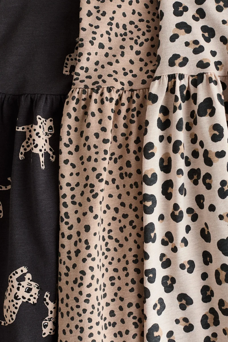 اتش اند ام فساتين قطنية بتصميم مطبوع- عبوة من 3 قطع