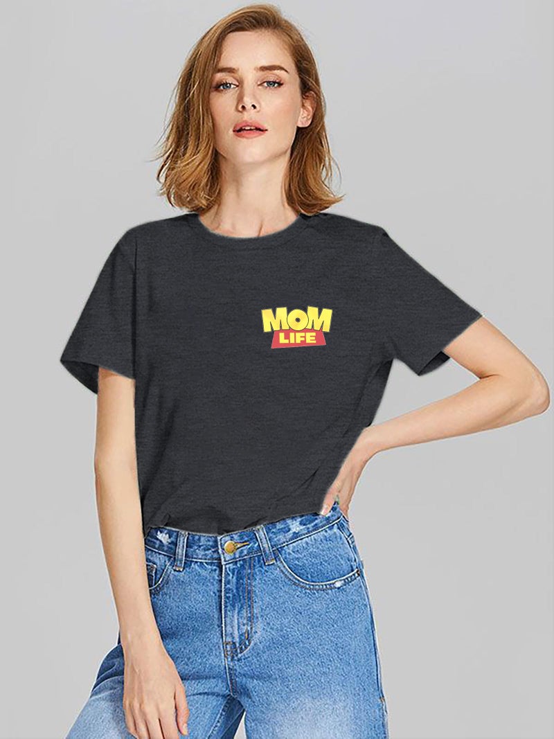 VILOVE Mama Shirt for Women Mom Life T Shirt Mothers Day Tops Mom Birthday Crewneck Short Sleeve Tops Grey - Image 3