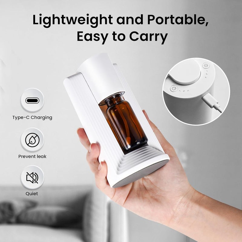 Nsyee Waterless Essential Oil Diffuser, Portable Aromatherapy Diffuser, Fit for 10-20mL Essential Oil bottles, 3 Timer & 3 Mist Level, Rechargeable Mini Scent Diffuser for Home, Room, Car and Office (White) - Image 5