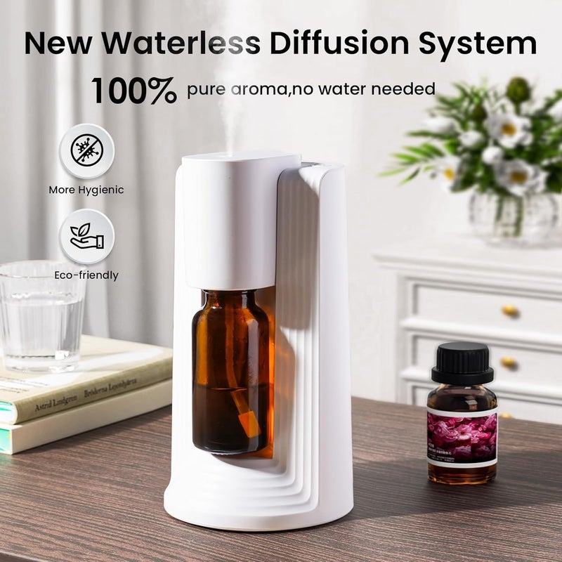 Nsyee Waterless Essential Oil Diffuser, Portable Aromatherapy Diffuser, Fit for 10-20mL Essential Oil bottles, 3 Timer & 3 Mist Level, Rechargeable Mini Scent Diffuser for Home, Room, Car and Office (White) - Image 2