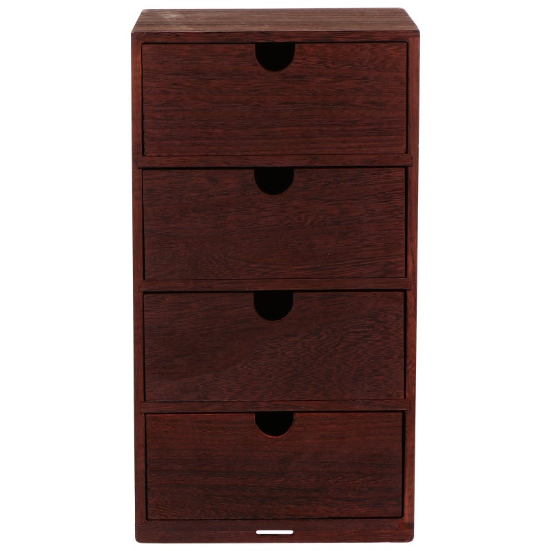 1pc Desktop Storage Box Vintage Drawer Box Storage Organizer (Four-layer) - Image 1