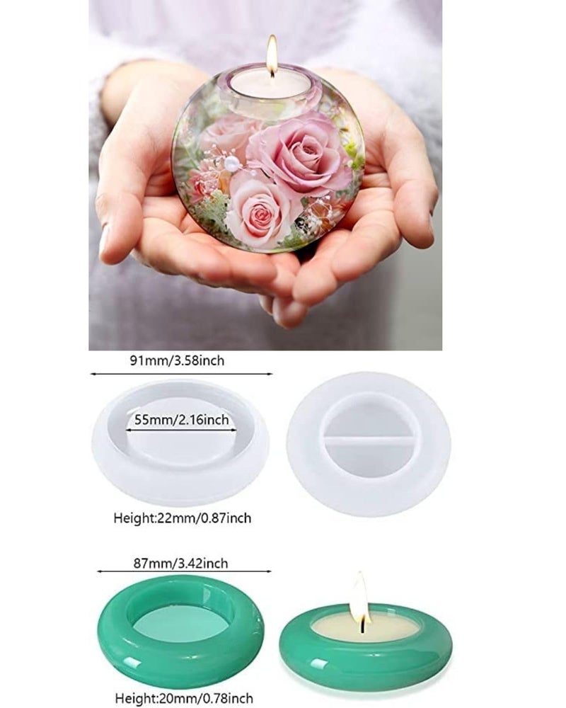 Snoogg Snoogg Pack of 2 Tea Light Candle Molds 3 inch Round Glove Design and 4 inch Round Oval Edge Perfect for DIY and Home Decor Special Events  - Image 2