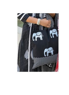 PRIYA’S PANACHE Pure Cotton Black Kurta Pant Dupatta Set with Bag | Indian Ethnic Wear for Women | Traditional Salwar Kameez Kurti Set | Ready-to-Wear Outfit  - Image 2
