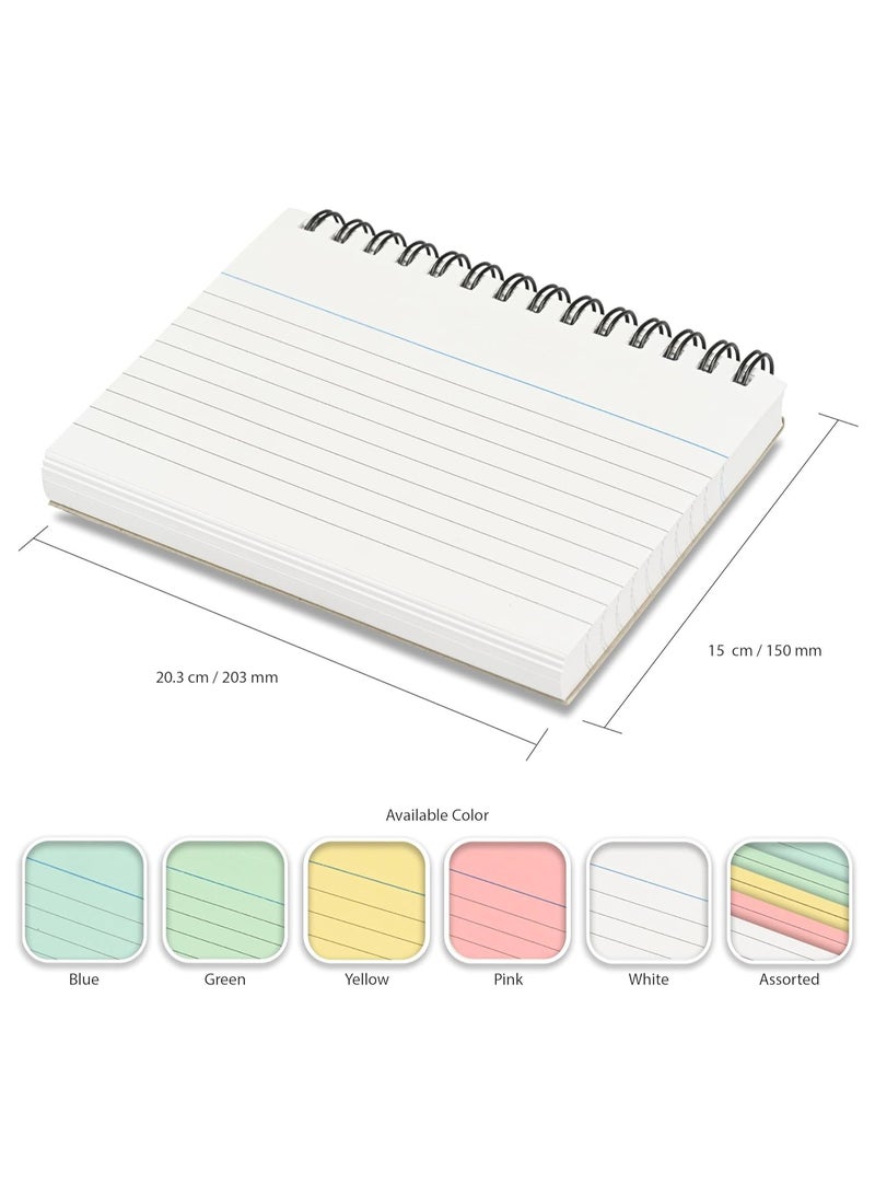 FIS بطاقات تسجيل مروسة FIS® بحجم: 8"x5" بوصات (203x127 مم)، تجليد حلزوني مزدوج، مروسة من الجانبين، 180 جرام، مثقبة، 50 ورقة لكل دفتر، عبوة من 3 قطع، لون أبيض - FSIC85-180SPWH-3 - Image 5