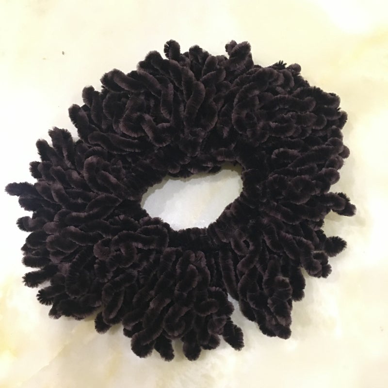 Generic Plush Wool Bundle Hair Ring Solid Color Base Head Flower Indonesian Headscarf Accessories Ethnic Base Hat Headdress H144 #2 Deep Coffee