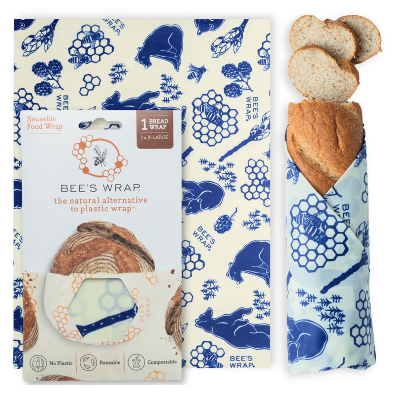 Bee's Wrap Beeswax Wraps for Bread - Beeswax Bread Wrap for Sourdough & Bread Storage - Plastic Free Made in USA Reusable Natural Food Wrap - Bees & Bears - Image 1