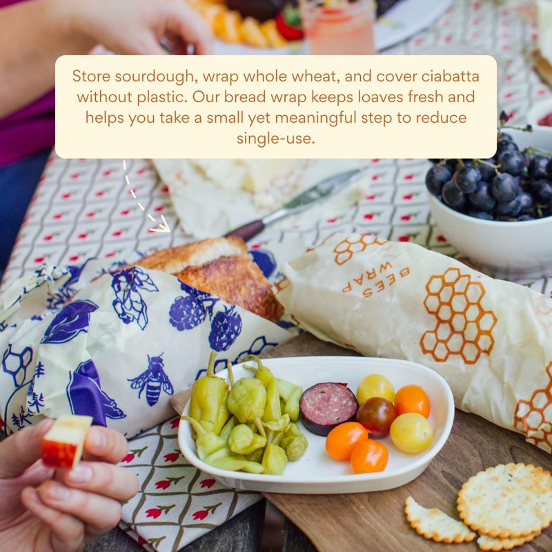 Bee's Wrap Beeswax Wraps for Bread - Beeswax Bread Wrap for Sourdough & Bread Storage - Plastic Free Made in USA Reusable Natural Food Wrap - Bees & Bears - Image 3