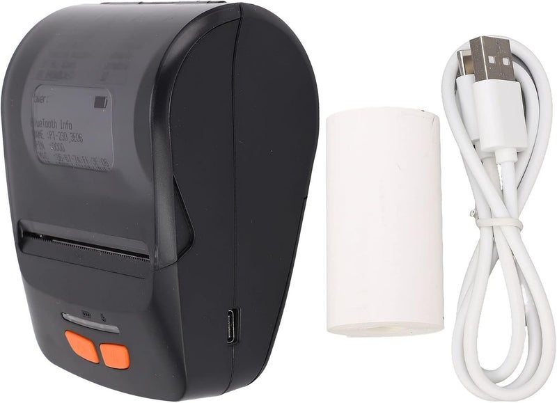 طابعة حرارية بلوتوث، طابعة ملصقات محمولة مع USB وبلوتوث، طباعة أبيض وأسود بدقة 203 نقطة في البوصة للإيصالات والباركود ورموز QR، متوافقة مع iOS وAndroid - Image 1