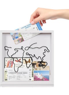 Adventure Archive Box For Memories 12X12 Travel Shadow Box With Slot Life In A Box Travel Frame Top Loading Shadow Box For Souvenir Keepsakes Travel Fund Money Box White