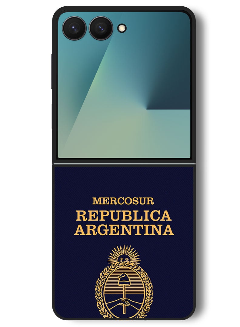 Theodor Case Compatible with Samsung Galaxy Z Flip 7 - 6.9 Inch Protection Shockproof Bumper Cover Argentina Passport - Image 1