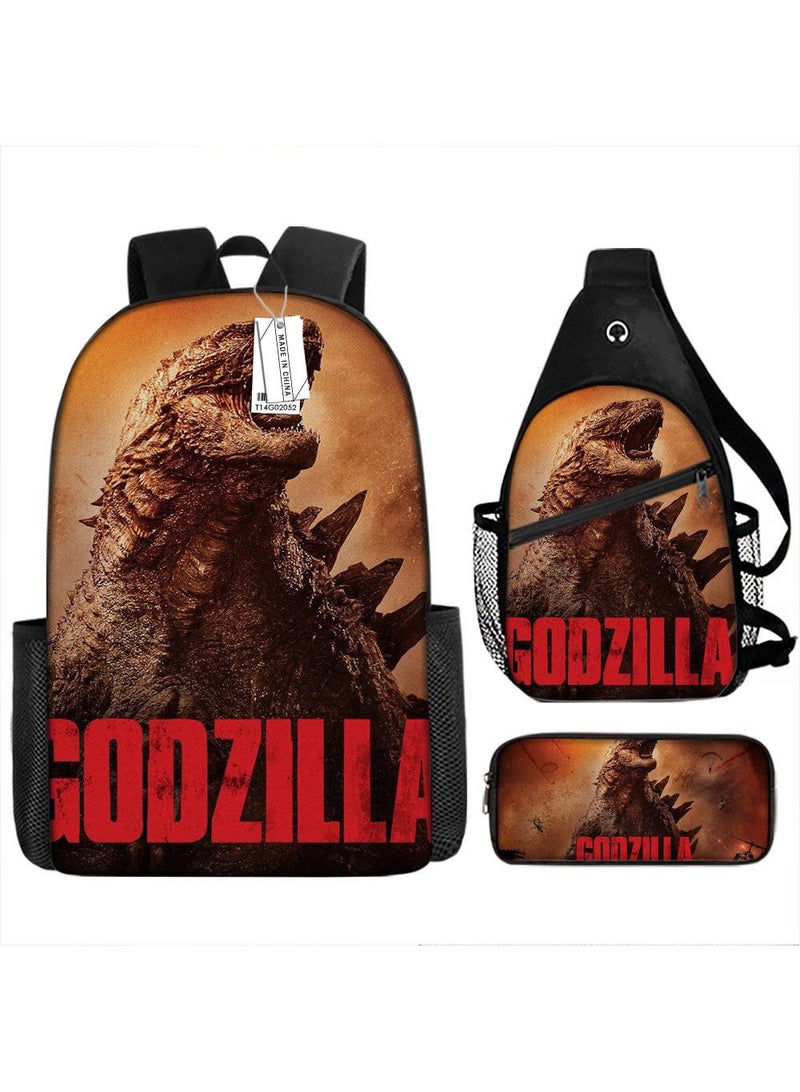general مجموعة حقيبة ظهر مكونة من 3 قطع بطباعة ثلاثية الأبعاد من Godzilla VS Kong - Image 1
