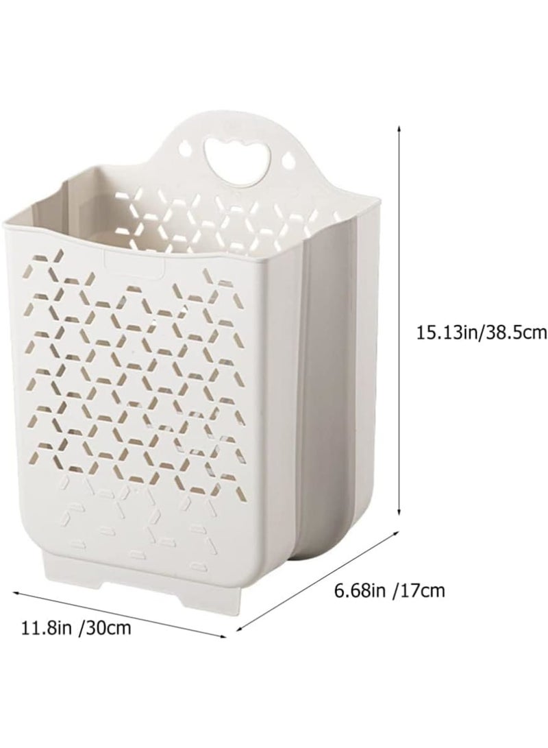 Cobest Collapsible Laundry Basket, Plastic Foldable Pop Up Laundry Hamper with Carry Handle Space, Laundry Hamper Waterproof Dirty Clothes Organizer Wastebasket, White - Image 2