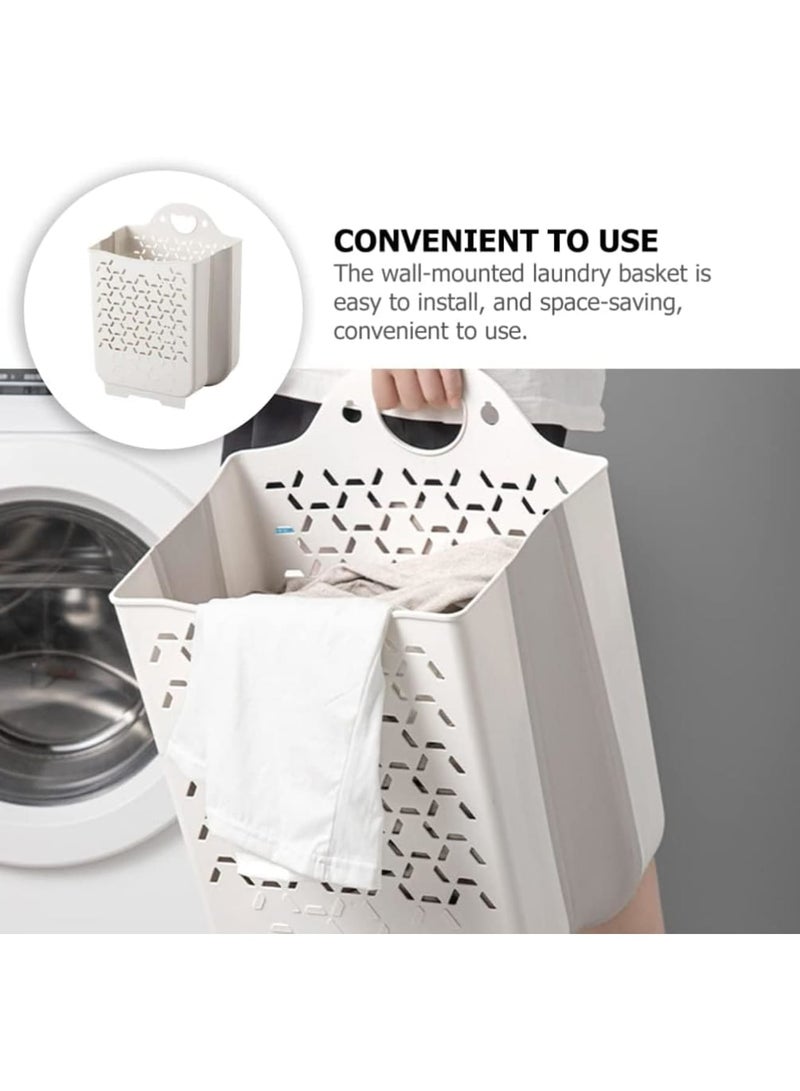 Cobest Collapsible Laundry Basket, Plastic Foldable Pop Up Laundry Hamper with Carry Handle Space, Laundry Hamper Waterproof Dirty Clothes Organizer Wastebasket, White - Image 4