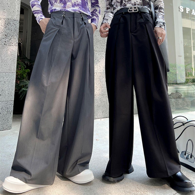 Autumn Loose High-Grade Draping Adjustable Waist Buckle Suit Pants Casual Pants Men'S And Women'S Non-Gender Straight Mop Pants - Image 3