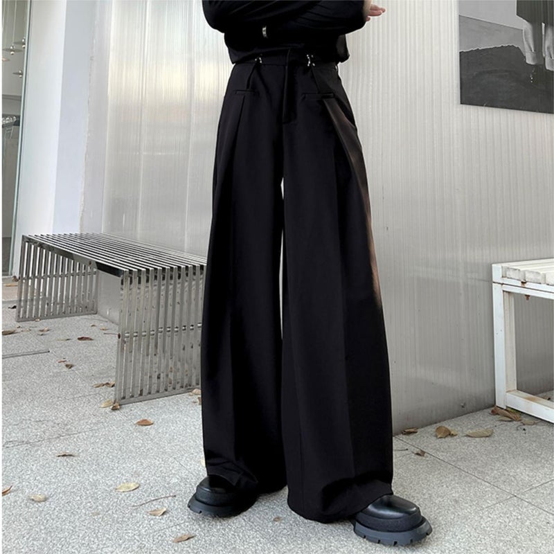 Autumn Loose High-Grade Draping Adjustable Waist Buckle Suit Pants Casual Pants Men'S And Women'S Non-Gender Straight Mop Pants - Image 5