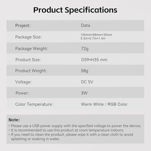 MOTOU Bambu Lab Makerworld MH001 3D Printed LED Lamp Kit - Warm White Light/RGB Color, DIY Compatible with BambuLab P1P/P1S, A1/A1 Mini, X1/X1C/X1E 3D Printers-Prints NOT Included (WhiteLight, LEDlamp) - Image 5