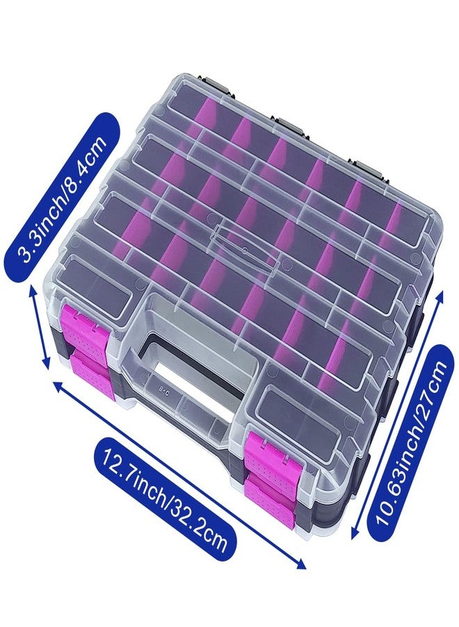 BUSY-CORNER Tools Organizer Box Small Parts Storage Box 50-Compartment Double Side Hardware Organizers with Removable Plastic Dividers for Screws, Nuts, Nails, Bolts, Purple - Image 3