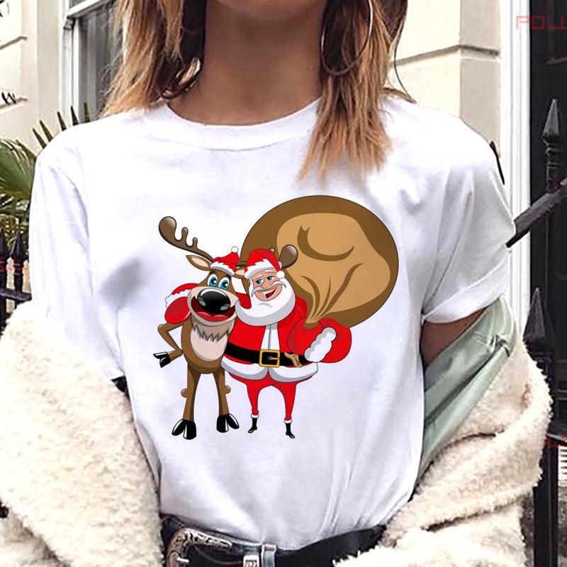 Cross-border supply T-shirt printed T-shirt women's short-sleeved women's clothing - Image 1