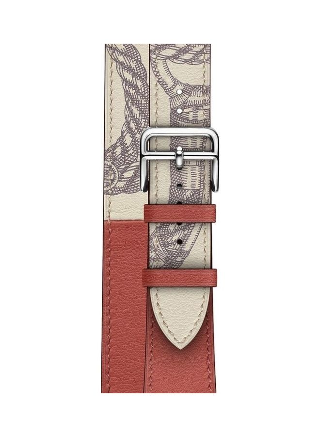 NIBEMINENT Silk Screen Patern Watch Band For Apple Series 7 45mm/6 & SE 5 4 44mm/3 2 1 42mm Brick Red - Image 1