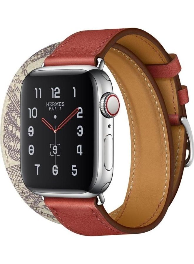 NIBEMINENT Silk Screen Patern Watch Band For Apple Series 7 45mm/6 & SE 5 4 44mm/3 2 1 42mm Brick Red - Image 3