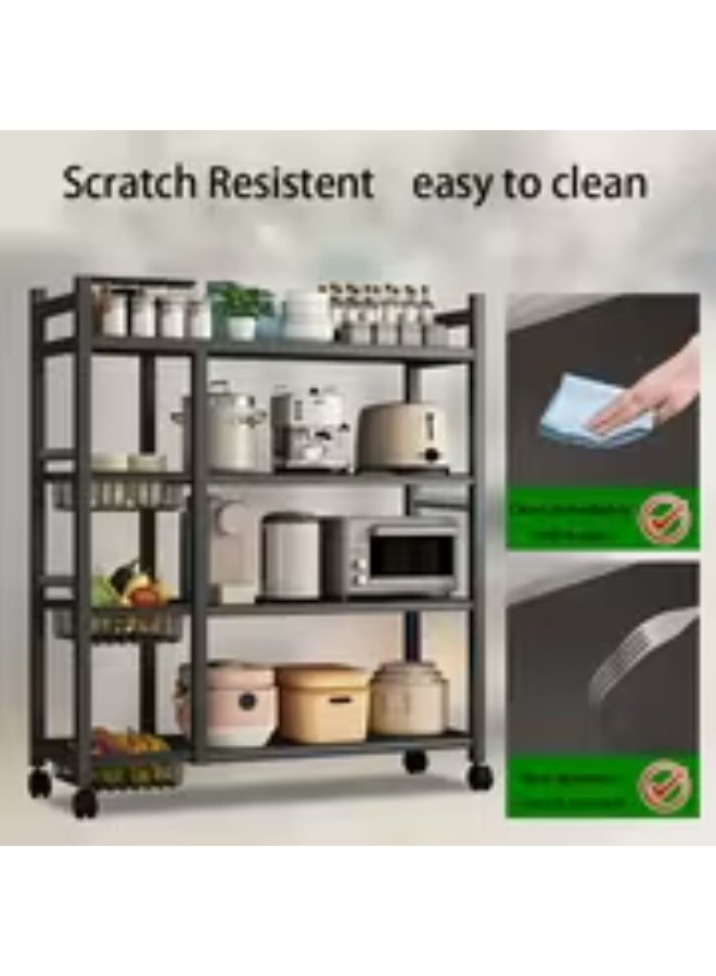 إيروريكس رف مطبخ معدني 3 طبقات بعجلات – أرفف قابلة للتعديل، منظم مطبخ بطلاء مسحوق مع حاويات توابل - Image 4