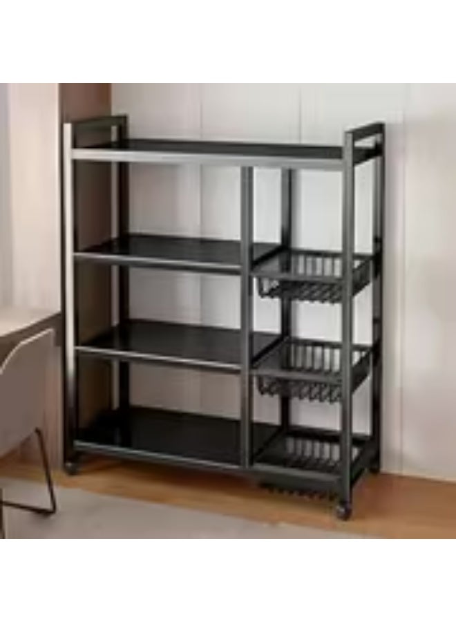 إيروريكس رف مطبخ معدني 3 طبقات بعجلات – أرفف قابلة للتعديل، منظم مطبخ بطلاء مسحوق مع حاويات توابل - Image 5