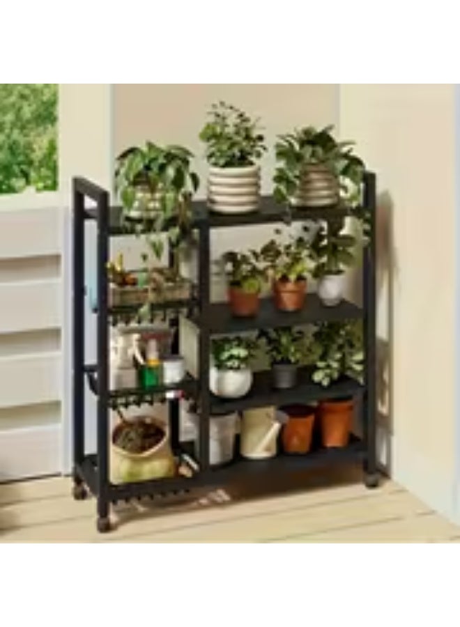 إيروريكس رف مطبخ معدني 3 طبقات بعجلات – أرفف قابلة للتعديل، منظم مطبخ بطلاء مسحوق مع حاويات توابل - Image 3