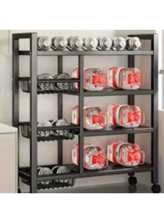 إيروريكس رف مطبخ معدني 3 طبقات بعجلات – أرفف قابلة للتعديل، منظم مطبخ بطلاء مسحوق مع حاويات توابل - Image 1