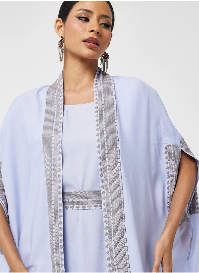 hayas closet Embroidered Belted Abaya