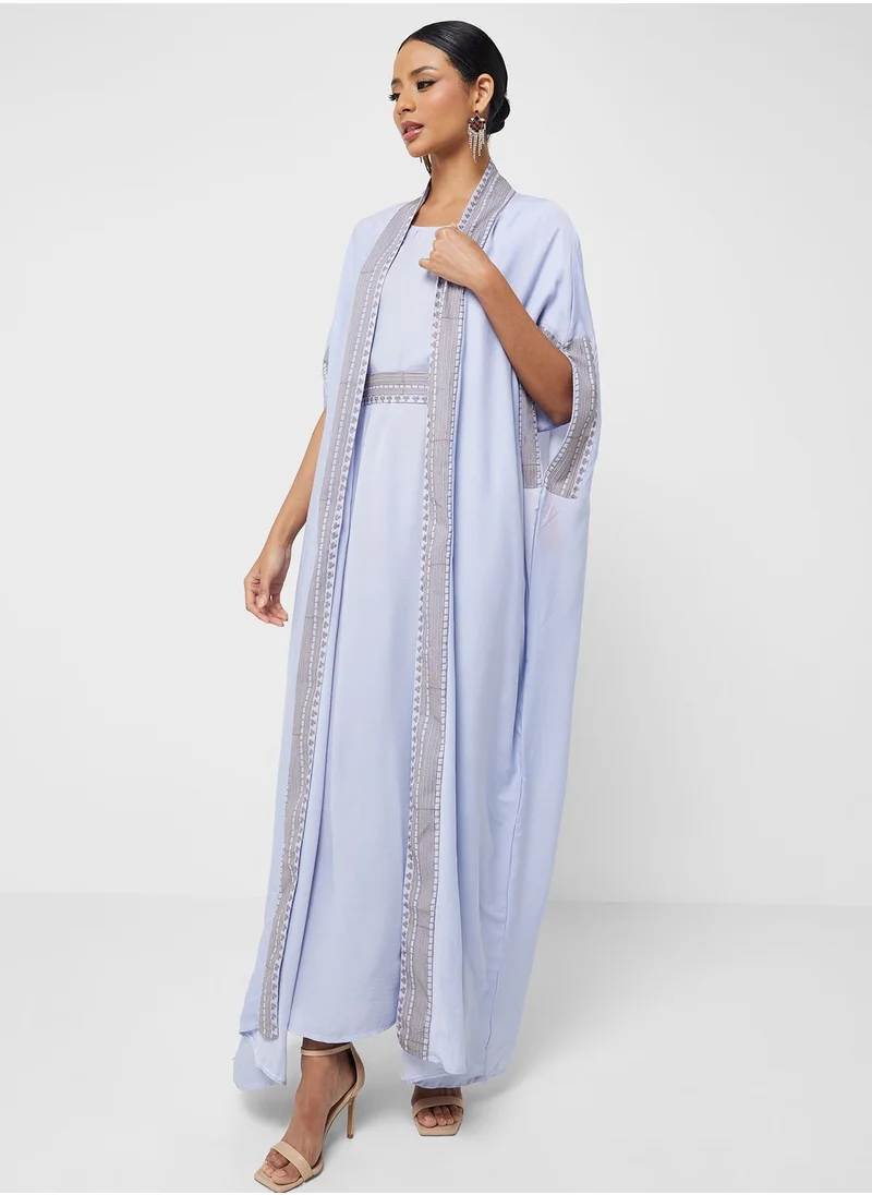 hayas closet Embroidered Belted Abaya