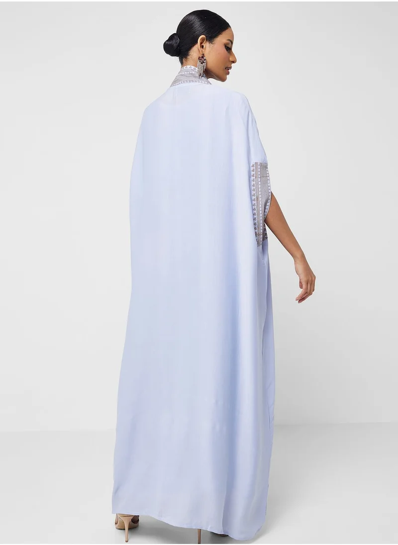 hayas closet Embroidered Belted Abaya