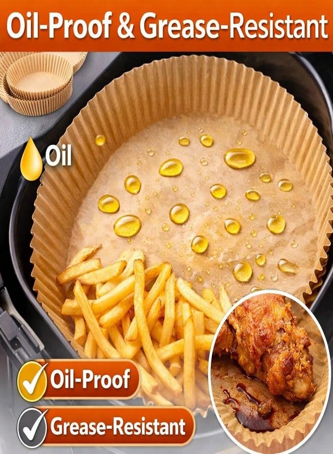 MOBDESK (100 Pcs, Round) Disposable Air Fryer Paper Liners, Non-Stick Oil Resistant Parchment Paper for Frying, Baking, Cooking, Roasting - Kitchen Baking Papers | Air Fryer Basket Papers - Image 4