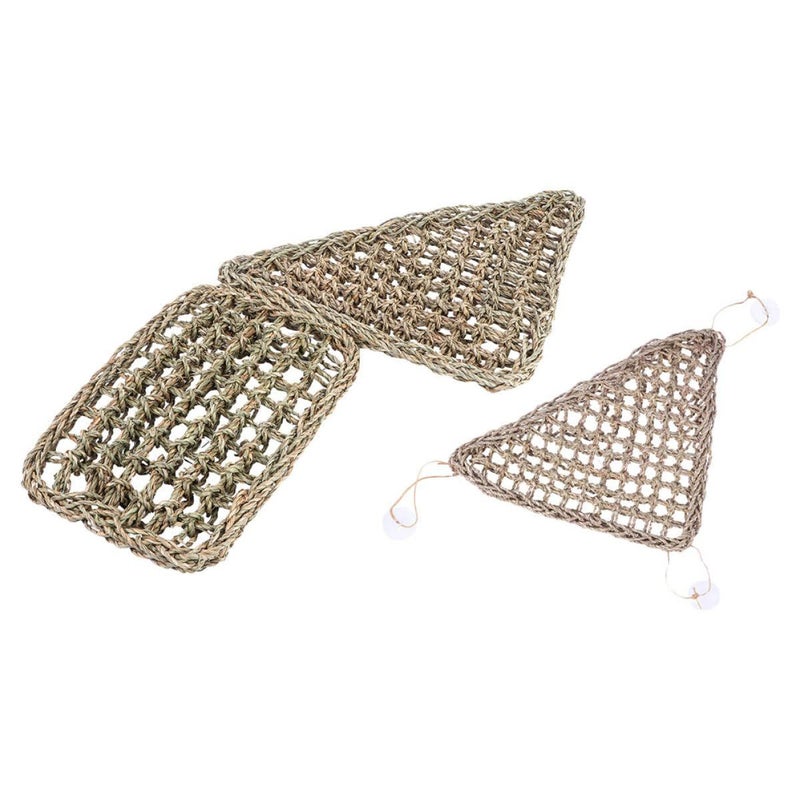 Reptile Hammock Hanging Bed Woven Grass Mat Triangle 20x20x28cm for Bearded Dragons Small Lizards - Image 2