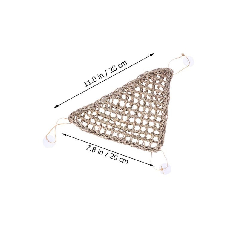 Reptile Hammock Hanging Bed Woven Grass Mat Triangle 20x20x28cm for Bearded Dragons Small Lizards - Image 3