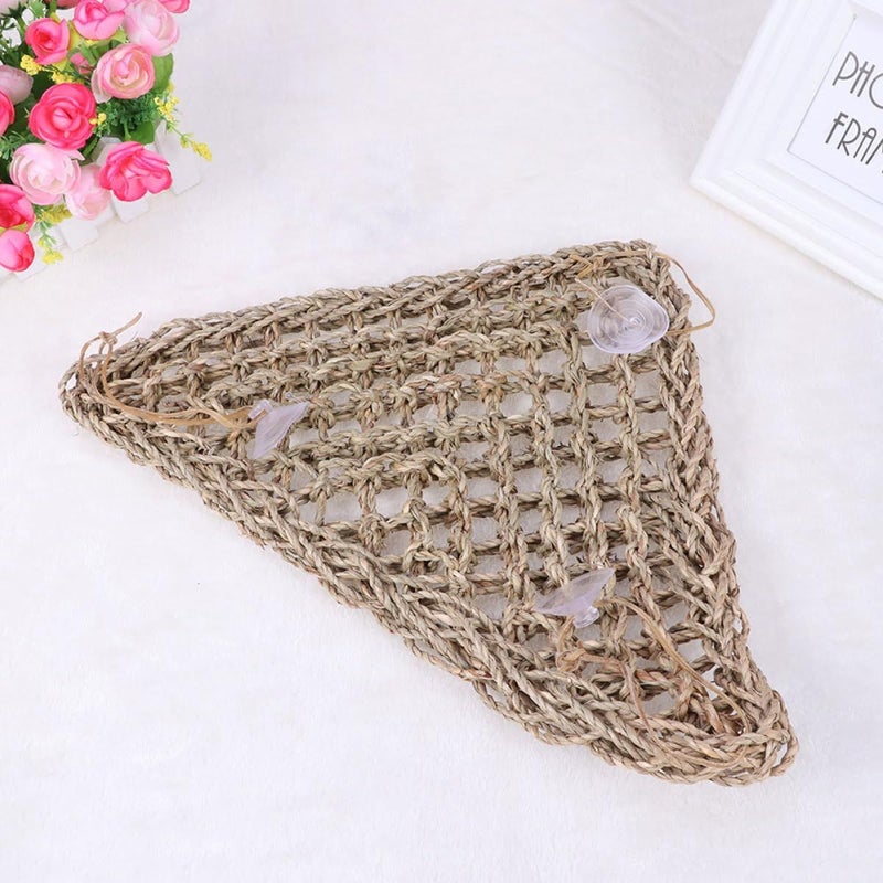 Reptile Hammock Hanging Bed Woven Grass Mat Triangle 20x20x28cm for Bearded Dragons Small Lizards - Image 5