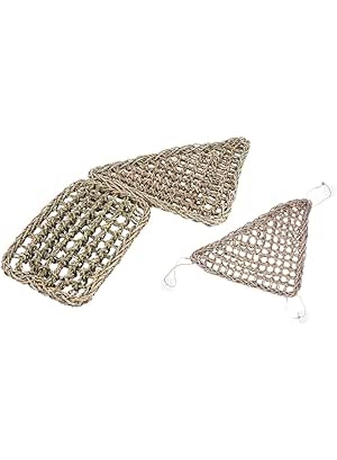 Reptile Hammock Hanging Bed Woven Grass Mat Triangle 20x20x28cm for Bearded Dragons Small Lizards - Image 1