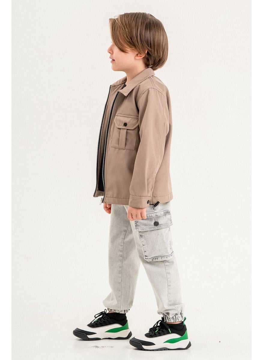 Gold Class Kidswear Double Chest Pocket Zippered Elastic Adjustable Waist Boy Jacket  - Image 3