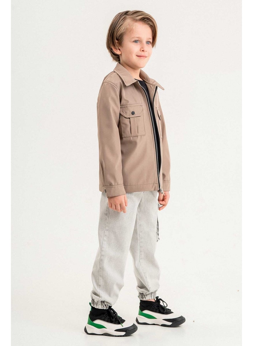 Gold Class Kidswear Double Chest Pocket Zippered Elastic Adjustable Waist Boy Jacket  - Image 2