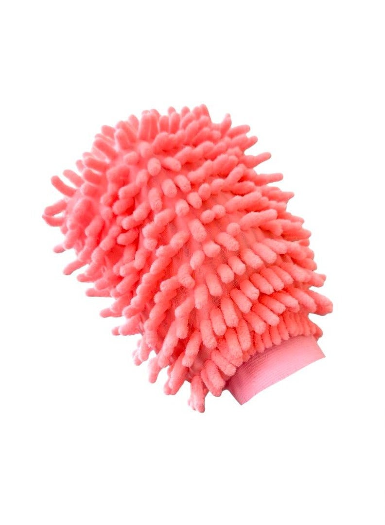 قفاز غسيل السيارات، قفاز مايكروفايبر لتنظيف و تمسيح السيارة، قفاز لتمسيح و تنظيف و غسيل الأسطح و الزجاج، قفاز منشفة مايكروفايبر متعدد الاستخدامات - لون وردي - Image 1